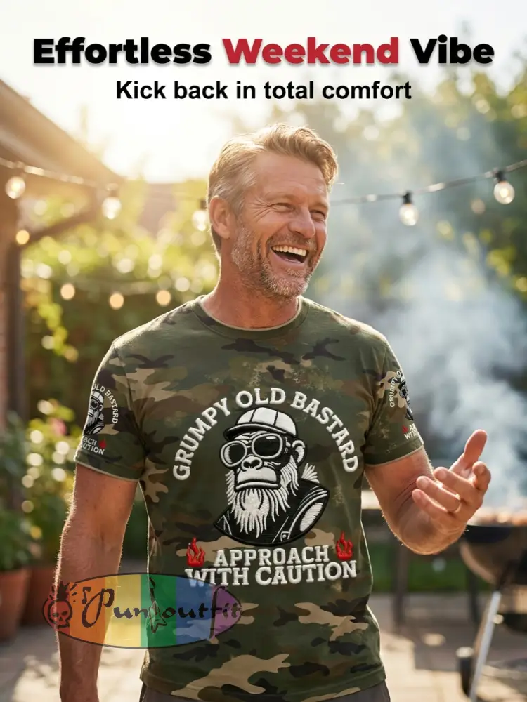 Men's 'grumpy old bastard approach with caution' T-shirts