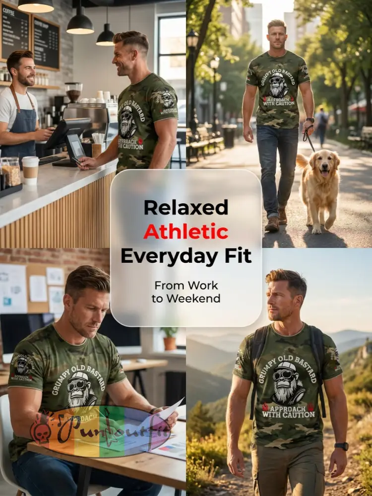 Men's 'grumpy old bastard approach with caution' T-shirts