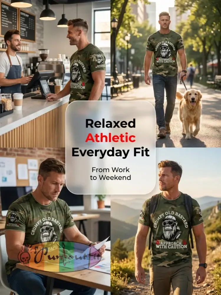 Men's 'grumpy old bastard approach with caution' T-shirts