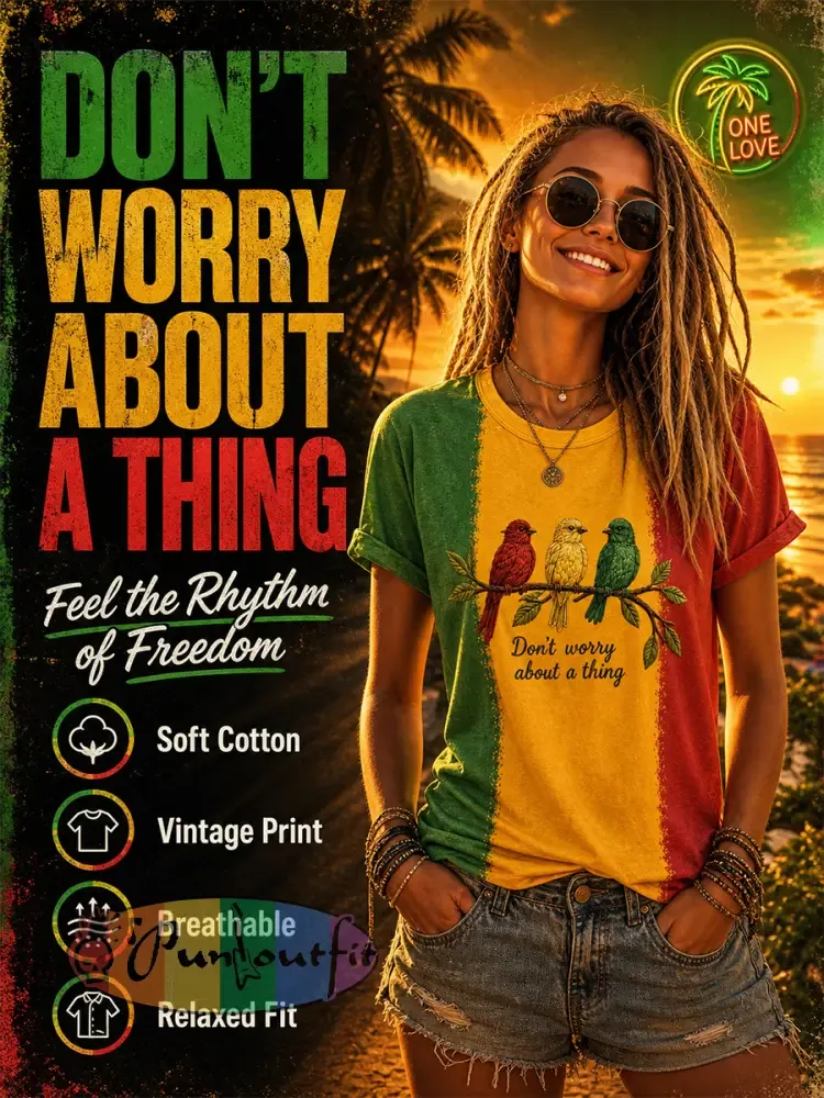 Women's 'Every Little Thing Is Gonna Be Alright' Printed Casual T-Shirt