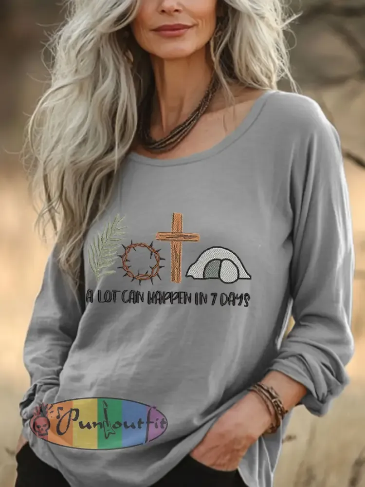 Women’s Easter Faith A Lot Can Happen In 7 Days Printed Top