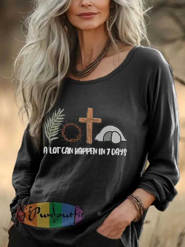 Women’s Easter Faith A Lot Can Happen In 7 Days Printed Top