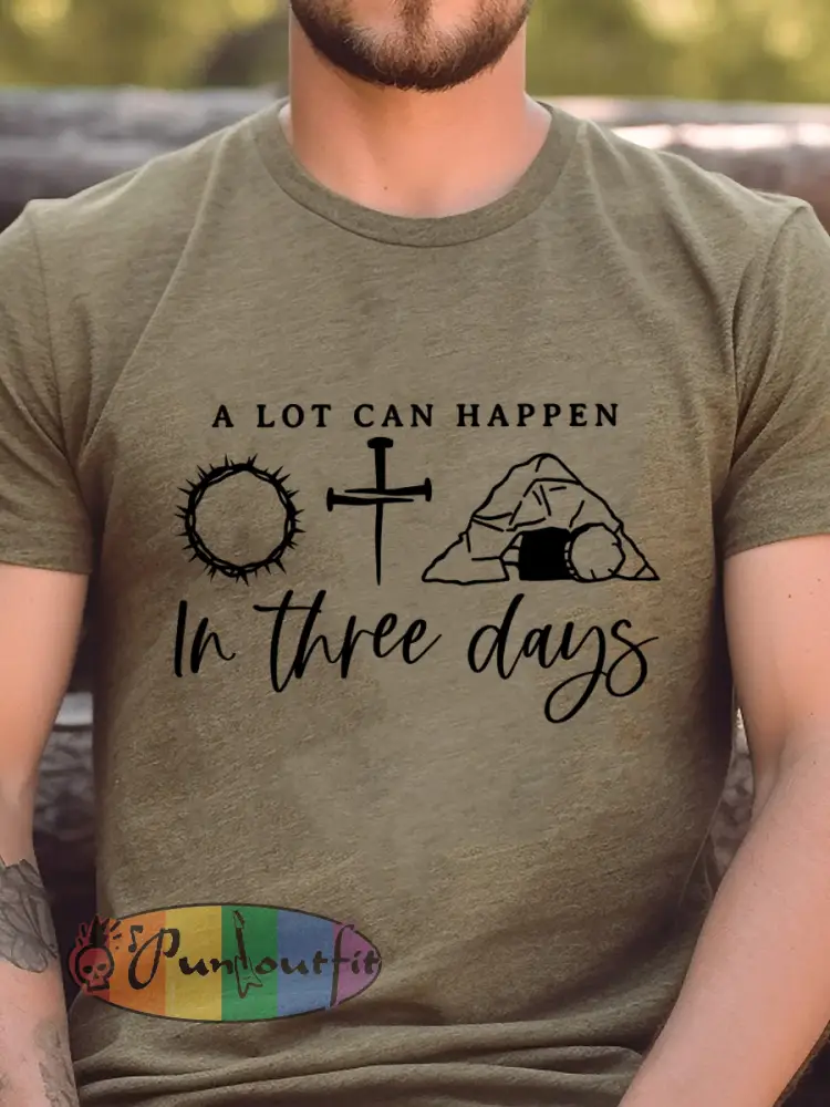 Men’s ’A lot can happen in three days’ Easter Print T-shirt
