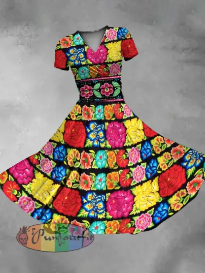 Women’s Mexico Cinco De Mayo Floral Art Printed Dress
