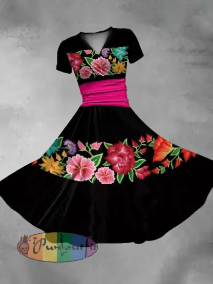 Women’s Mexico Cinco De Mayo Floral Art Printed Dress