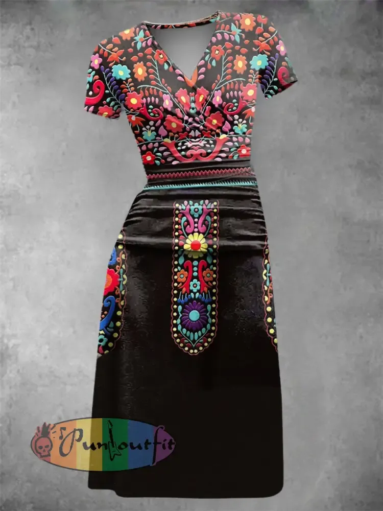 Women’s Mexico Cinco De Mayo Floral Art Printed Dress