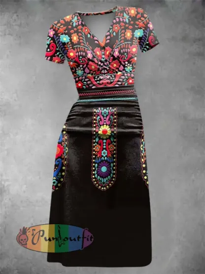 Women’s Mexico Cinco De Mayo Floral Art Printed Dress