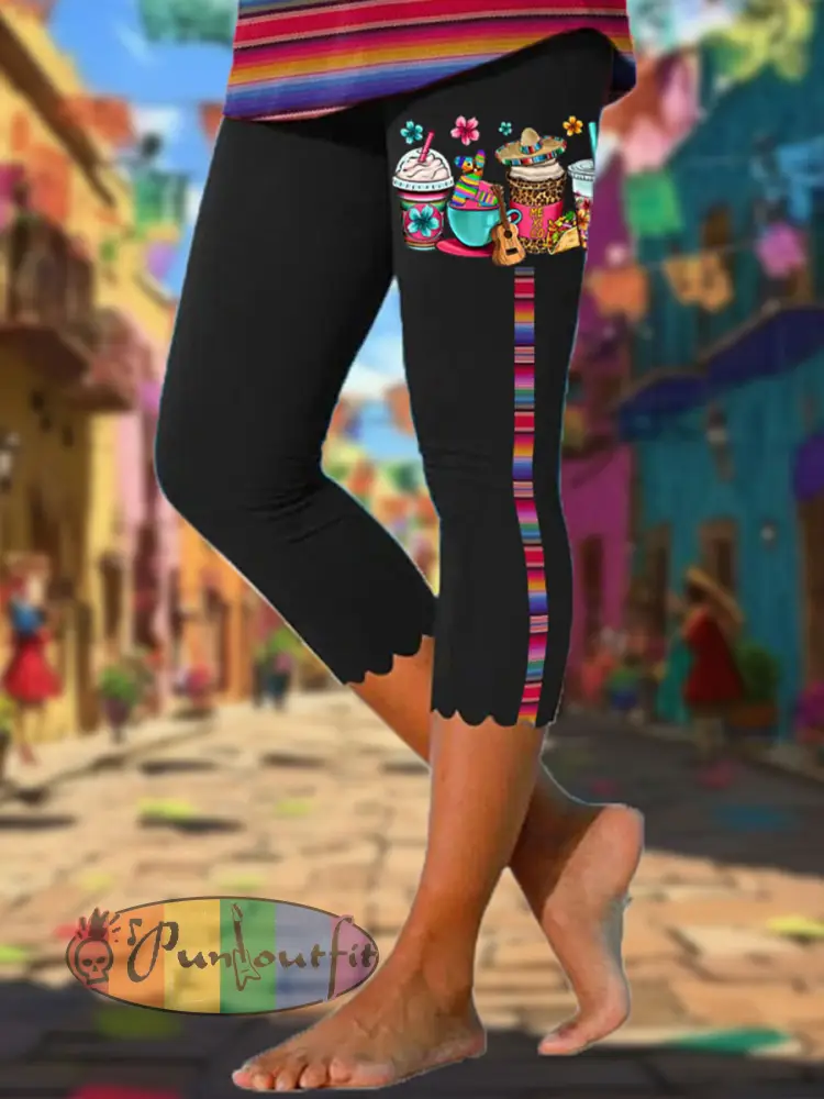 Women’s Mexico Cinco De Mayo Floral Art Printed Leggings
