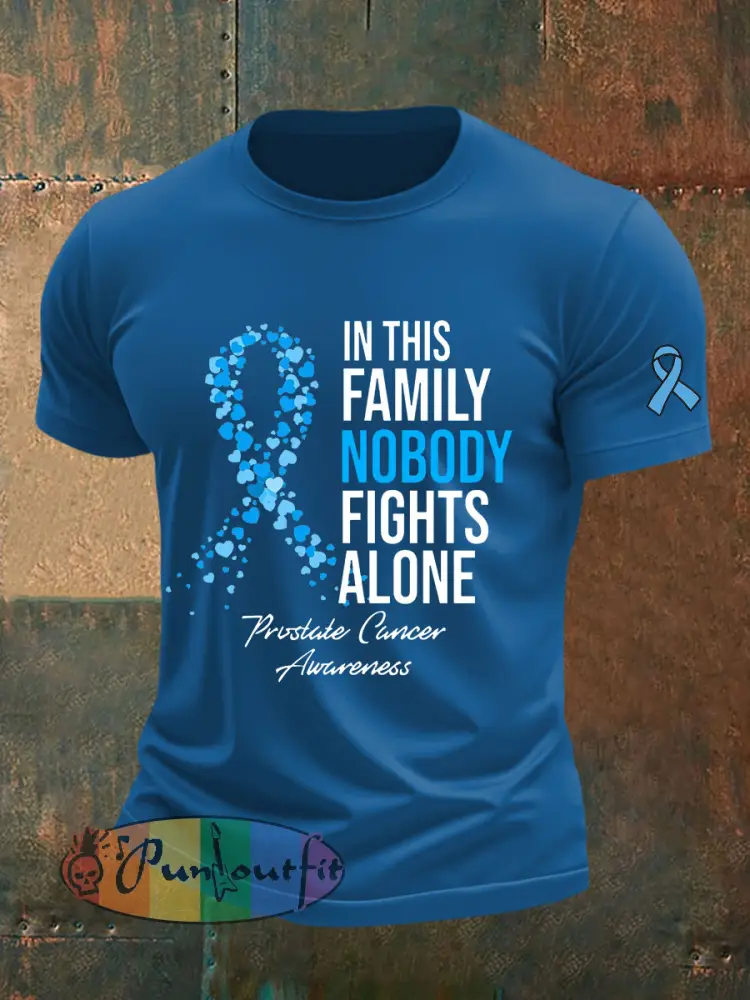 Men’s Prostate Cancer Awareness Print Casual T-Shirt - Blue · S
