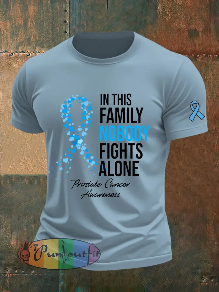 Men’s Prostate Cancer Awareness Print Casual T-Shirt - Sky Blue · S