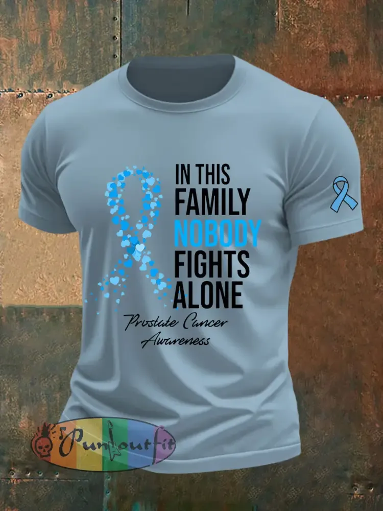 Men’s Prostate Cancer Awareness Print Casual T-Shirt - Sky Blue · S