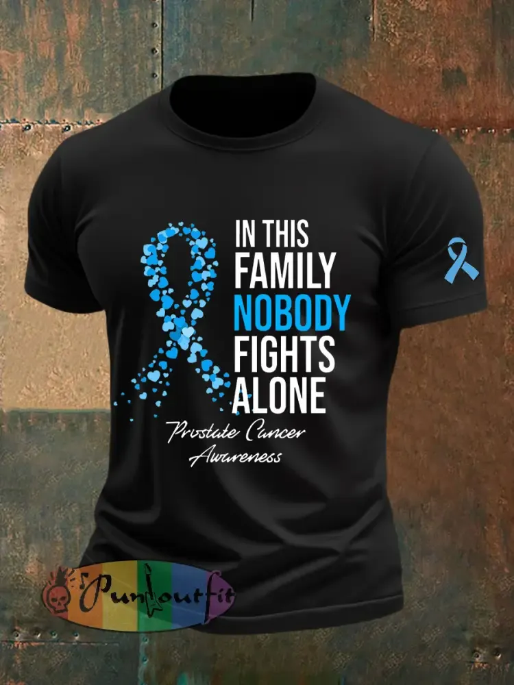 Men’s Prostate Cancer Awareness Print Casual T-Shirt - Black · S