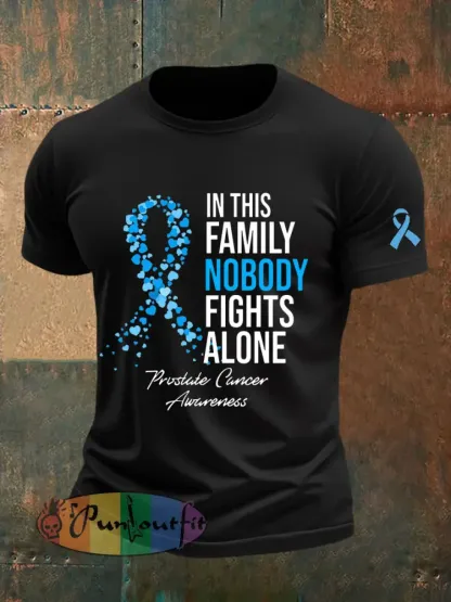 Men’s Prostate Cancer Awareness Print Casual T-Shirt - Black · S