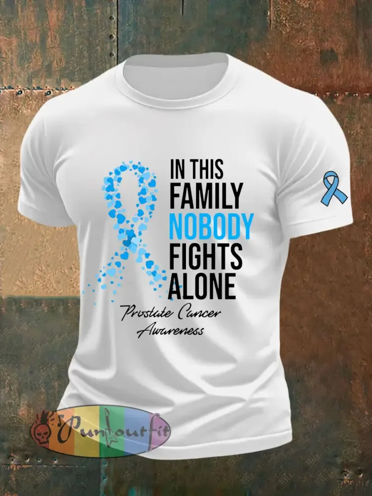Men’s Prostate Cancer Awareness Print Casual T-Shirt - White · S
