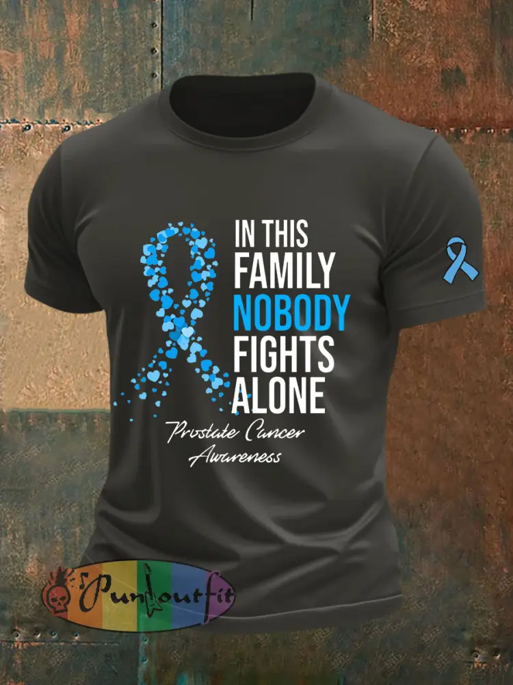 Men’s Prostate Cancer Awareness Print Casual T-Shirt - Dark Gray · S