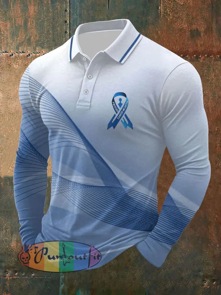 Men’s Prostate Cancer Awareness Print Casual Top - Blue · S