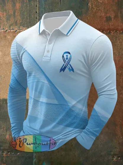 Men’s Prostate Cancer Awareness Print Casual Top - Light Blue · S
