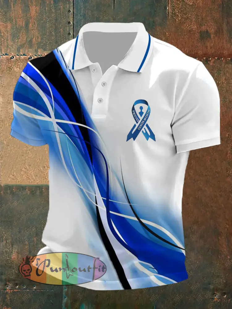 Men’s Prostate Cancer Awareness Print Casual Top - Blue · S