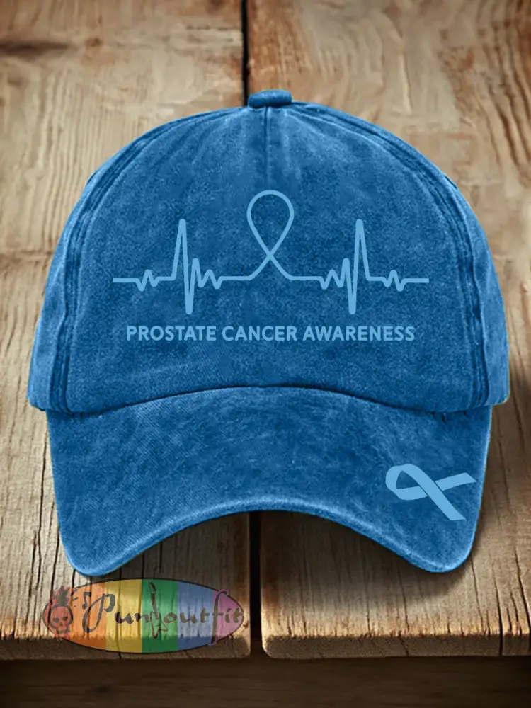 Unisex Prostate Cancer Awareness Print Washed Hat - Blue · ONE