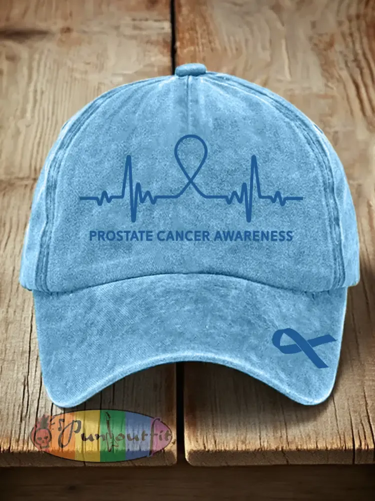 Unisex Prostate Cancer Awareness Print Washed Hat - Light Blue · ONE