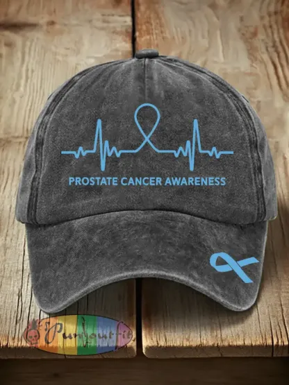 Unisex Prostate Cancer Awareness Print Washed Hat - Gray · ONE