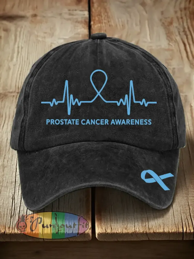 Unisex Prostate Cancer Awareness Print Washed Hat - Black · ONE