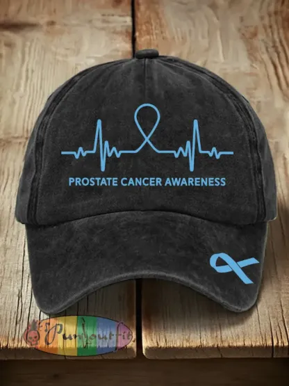 Unisex Prostate Cancer Awareness Print Washed Hat - Black · ONE