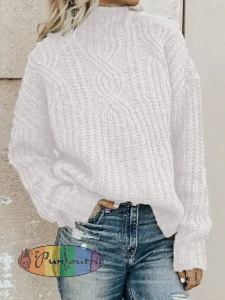 Women’s Turtleneck Cable Knit Pullover Sweater