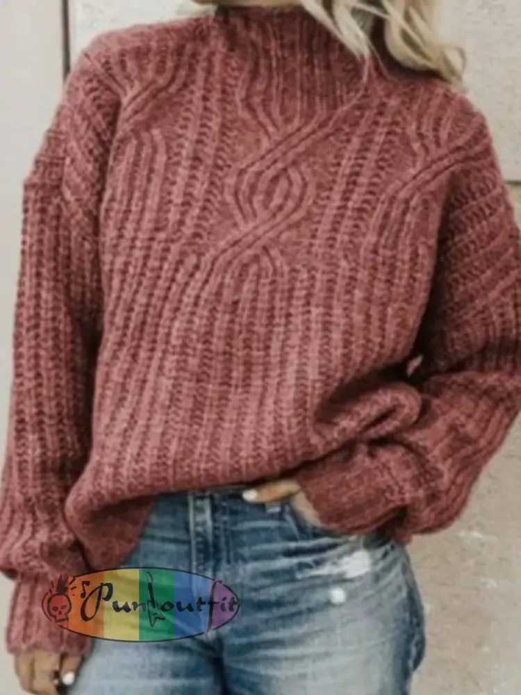 Women’s Turtleneck Cable Knit Pullover Sweater