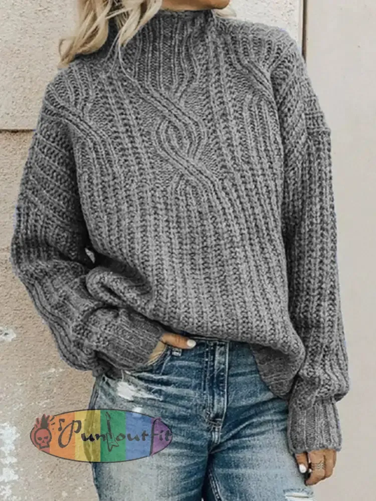 Women’s Turtleneck Cable Knit Pullover Sweater