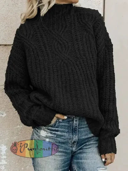 Women’s Turtleneck Cable Knit Pullover Sweater