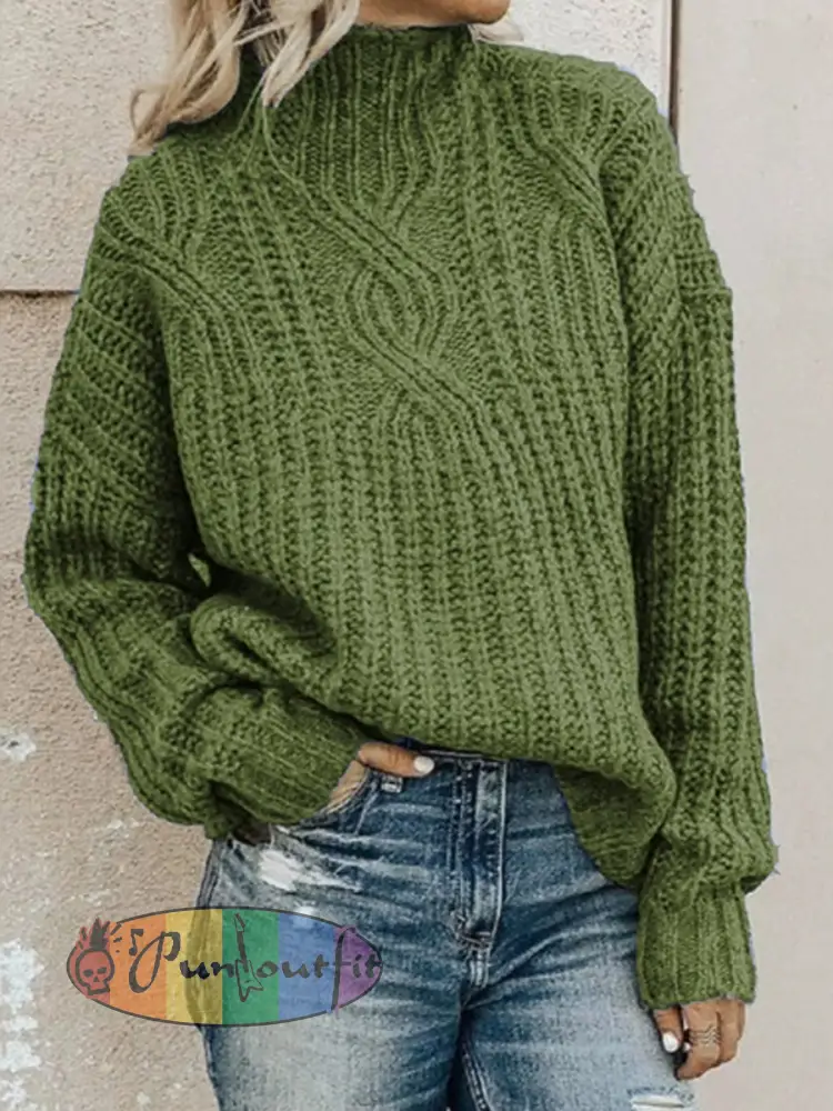 Women’s Turtleneck Cable Knit Pullover Sweater