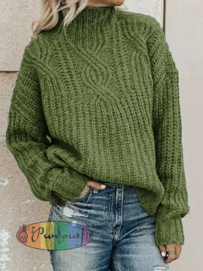 Women’s Turtleneck Cable Knit Pullover Sweater