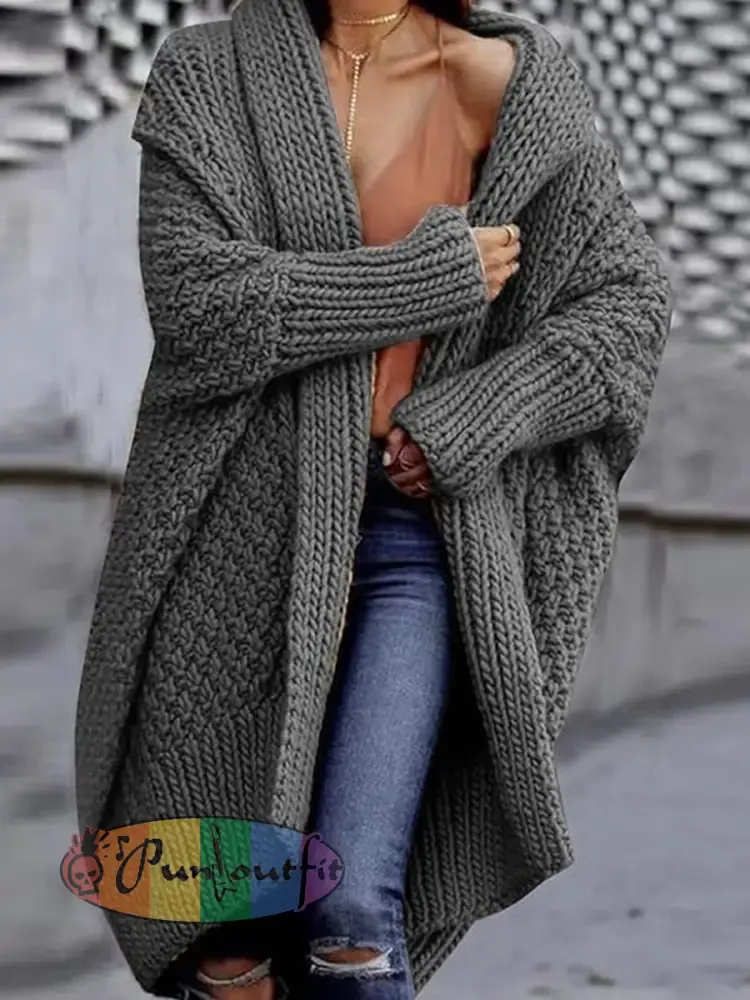 Women’s Batwing Sleeve Chunky Knit Cardigan Sweater