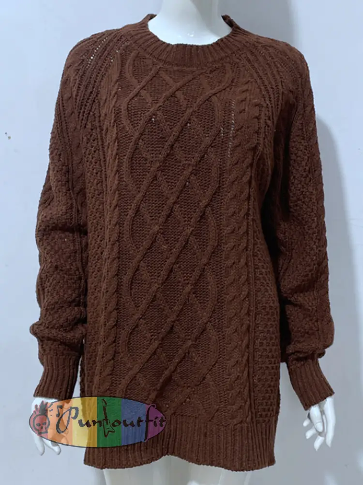 Women’s Chunky Knit Round Neck Pullover Sweater Dress