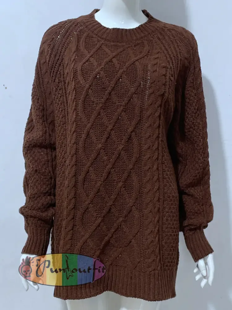 Women’s Chunky Knit Round Neck Pullover Sweater Dress
