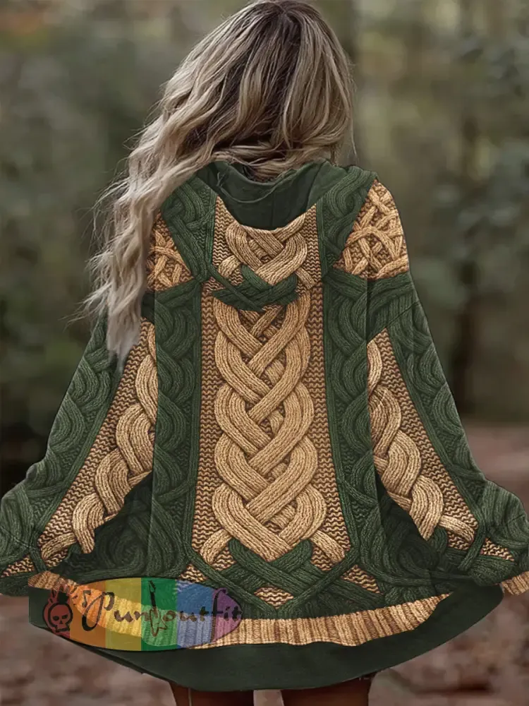 Women’s Vintage Celtic Knot Cozy Hooded Sweater Sweatshirt