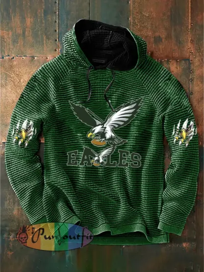 Vintage American Football Philadelphia Eagles Print Casual Cotton French Terry Hoodie