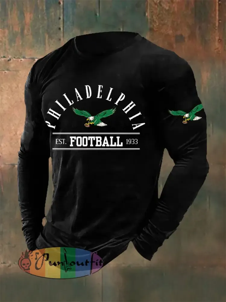 Men’s Philadelphia Football Fans Lovers Gameday Casual Long Sleeve T-Shirt