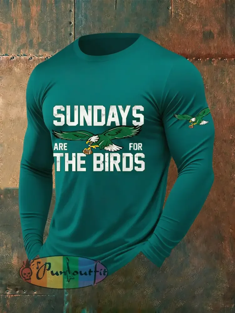 Men’s Sundays Are For The Birds Football Fans Lovers Gameday Casual Long Sleeve T-Shirt