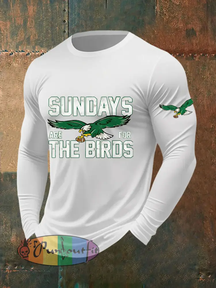 Men’s Sundays Are For The Birds Football Fans Lovers Gameday Casual Long Sleeve T-Shirt