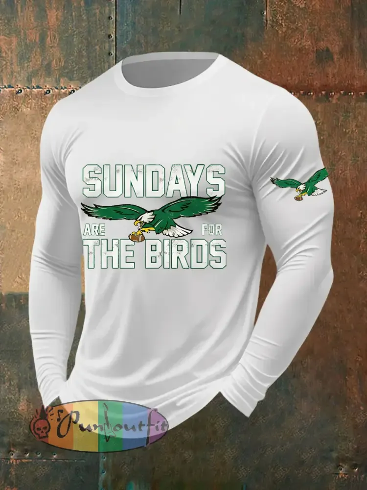 Men’s Sundays Are For The Birds Football Fans Lovers Gameday Casual Long Sleeve T-Shirt