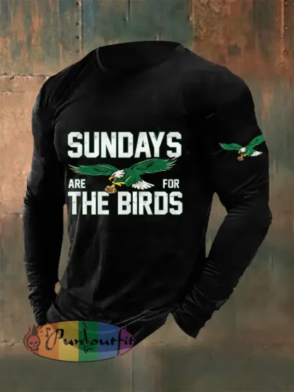 Men’s Sundays Are For The Birds Football Fans Lovers Gameday Casual Long Sleeve T-Shirt
