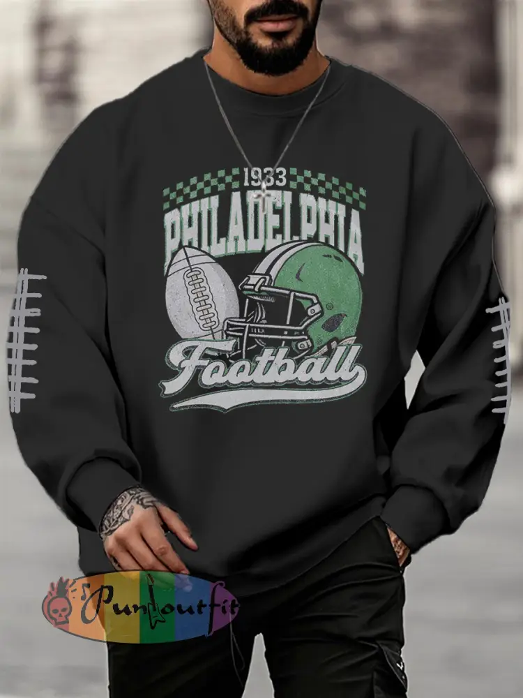 Men’s Football Fans Lovers Gameday Casual Crew Neck Sweatshirt