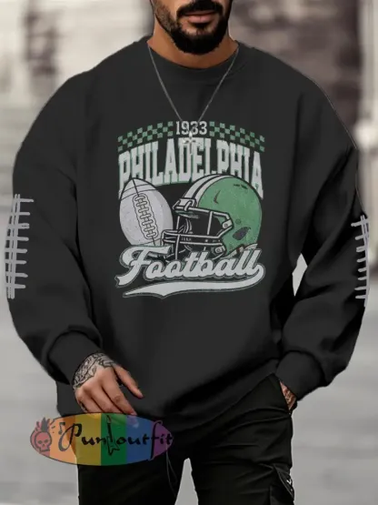 Men’s Football Fans Lovers Gameday Casual Crew Neck Sweatshirt