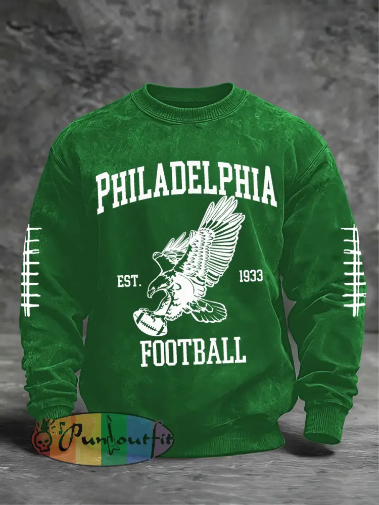 Men’s Football Fans Lovers Gameday Casual Crew Neck Sweatshirt