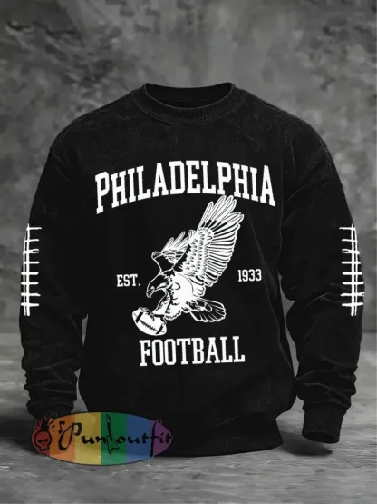 Men’s Football Fans Lovers Gameday Casual Crew Neck Sweatshirt