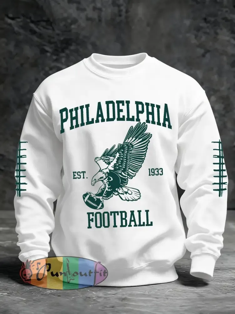 Men’s Football Fans Lovers Gameday Casual Crew Neck Sweatshirt