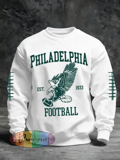 Men’s Football Fans Lovers Gameday Casual Crew Neck Sweatshirt