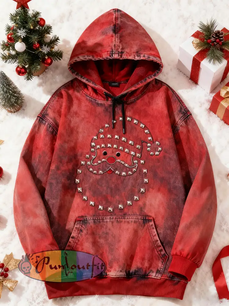 Men’s Christmas Santa Claus Art Oversized Drop-Shoulder Hoodie with Pockets